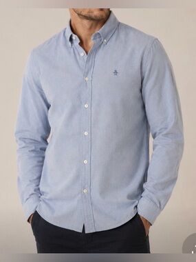 Original Penguin Men's Light Blue Button Down Shirt Size Large